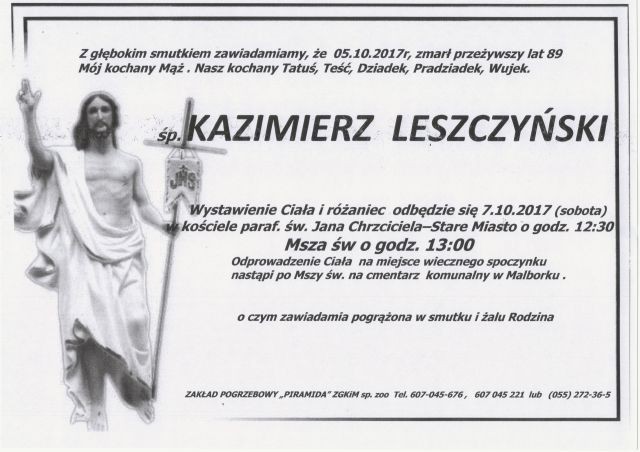 Zmarł Kazimierz Leszczyński. Żył 89 lat.