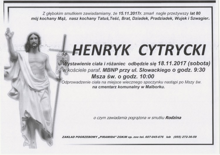 Zmarł Henryk Cytrycki. Żył 80 lat
