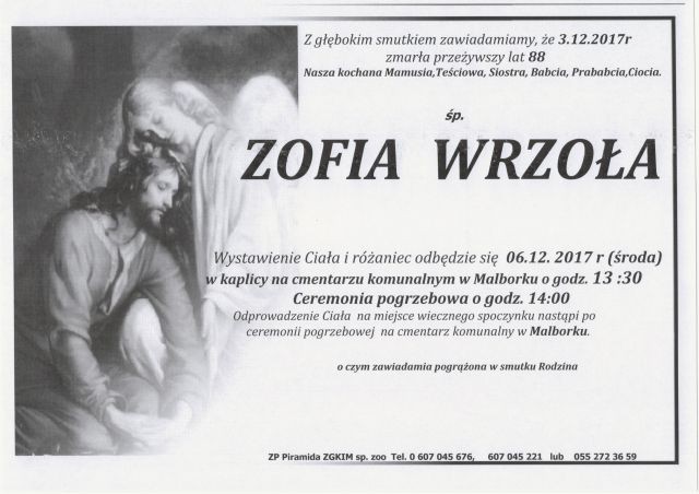 Zmarła Zofia Wrzoła. Żyła 88 lat