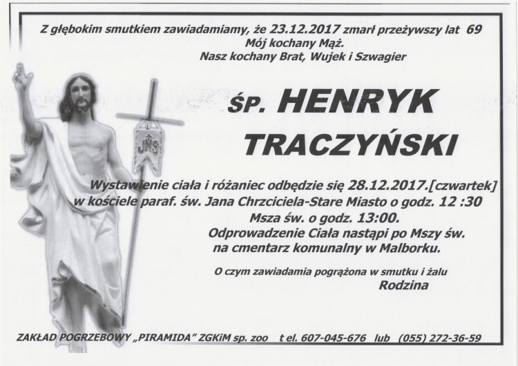 Zmarł Henryk Traczyński. Żył 69 lat.