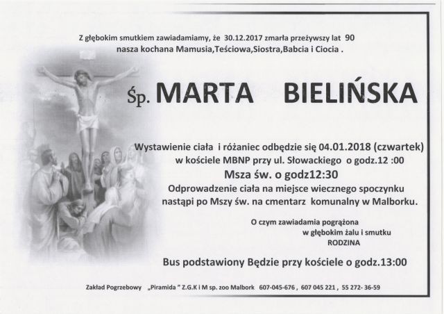 Zmarła Marta Bielińska. Żyła 90 lat