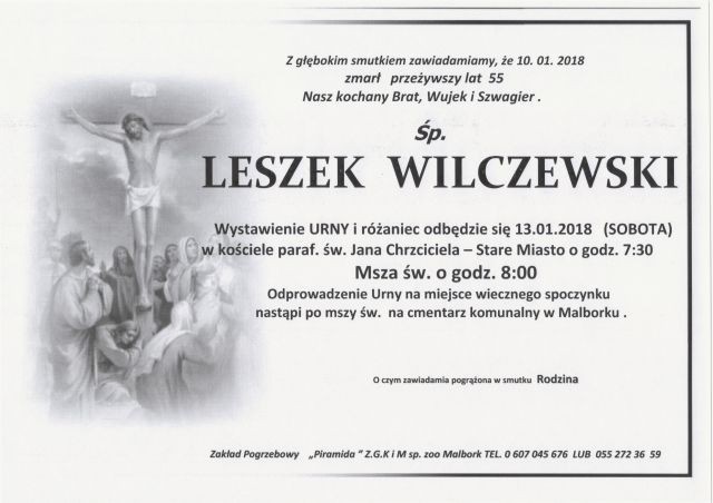Zmarł Leszek Wilczewski. Żył 55 lat.