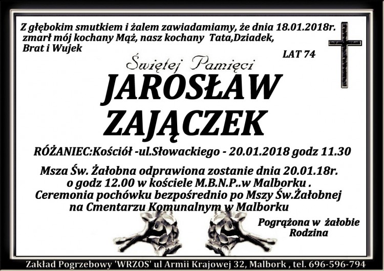 Zmarł Jarosław Zajączek. Żył 74 lata