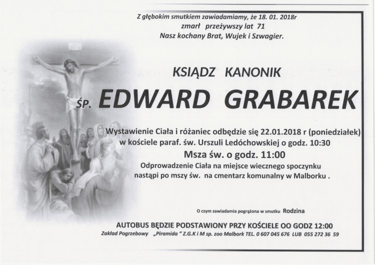 Zmarł Edward Grabarek. Żył 71 lat.