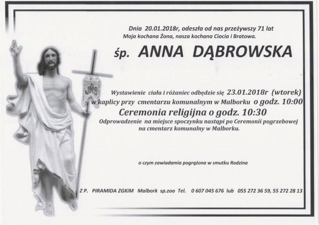 Zmarła Anna Dąbrowska. Żyła 71 lat.