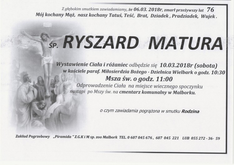 Zmarł Ryszard Matura. Żył 76 lat.