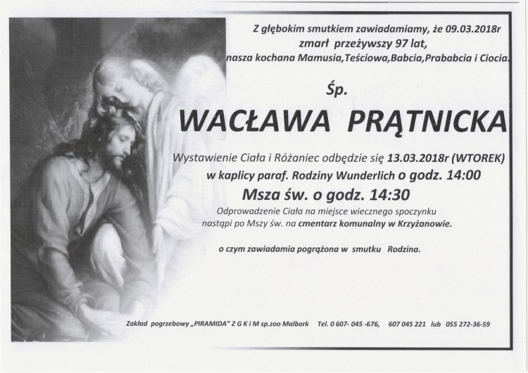 Zmarła Wacława Prątnicka. Żyła 97 lat