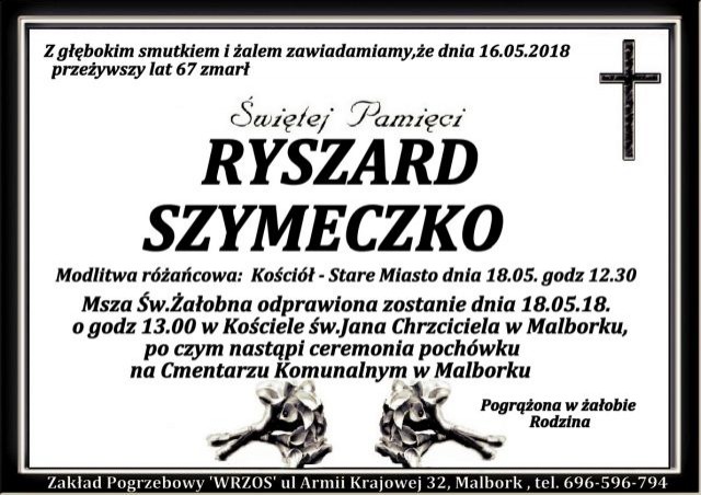 Zmarł Ryszard Szymaneczko. Żył 67 lat