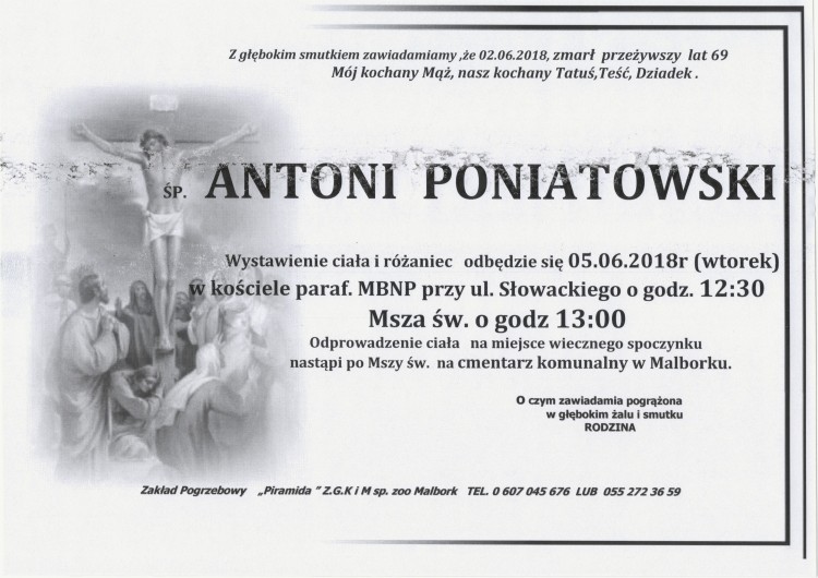 Zmarł Antoni Poniatowski. Żył 69 lat.