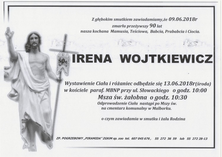 Zmarła Irena Wojtkiewicz. Żyła 90 lat