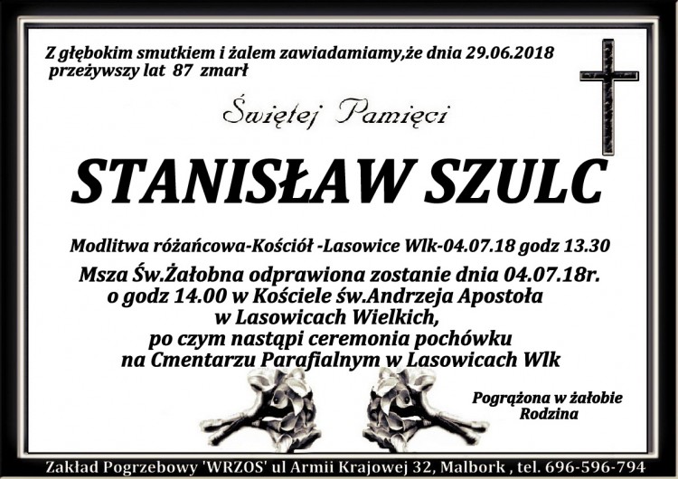 Zmarł Stanisław Szulc. Żył 87 lat