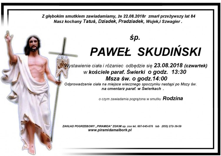Zmarł Paweł Skudiński. Żył 84 lata.