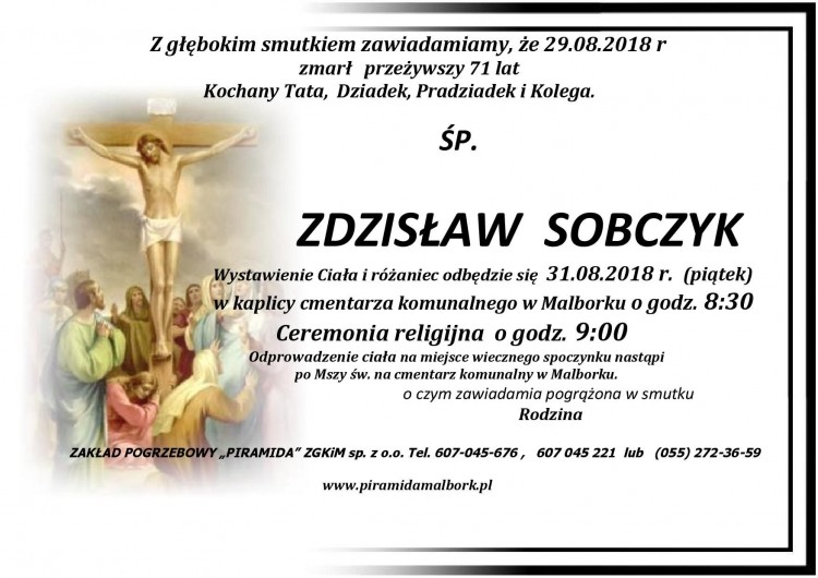 Zmarł Zdzisław Sobczyk. Żył 71 lat.