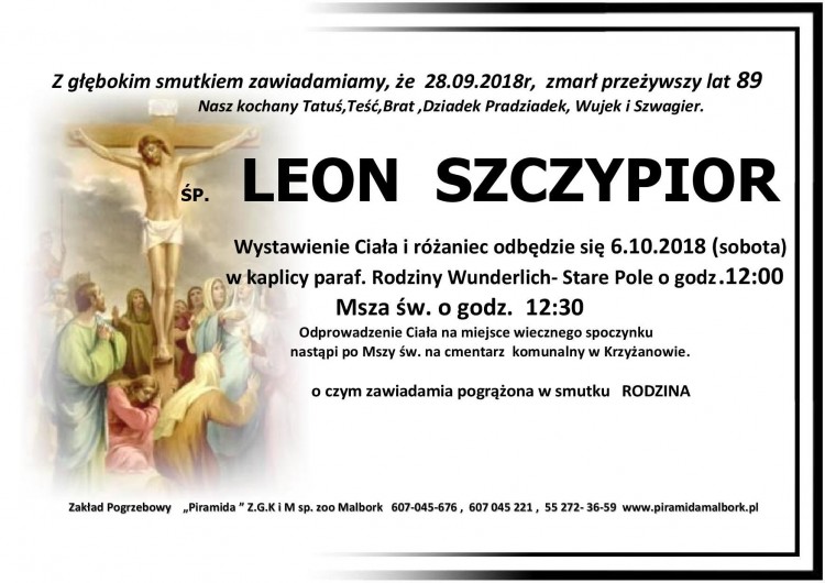 Zmarł Leon Szczypior. Żył 89 lat