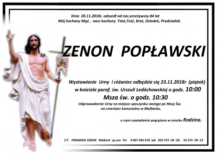 Zmarł Zenon Popławski. Żył 84 lata.