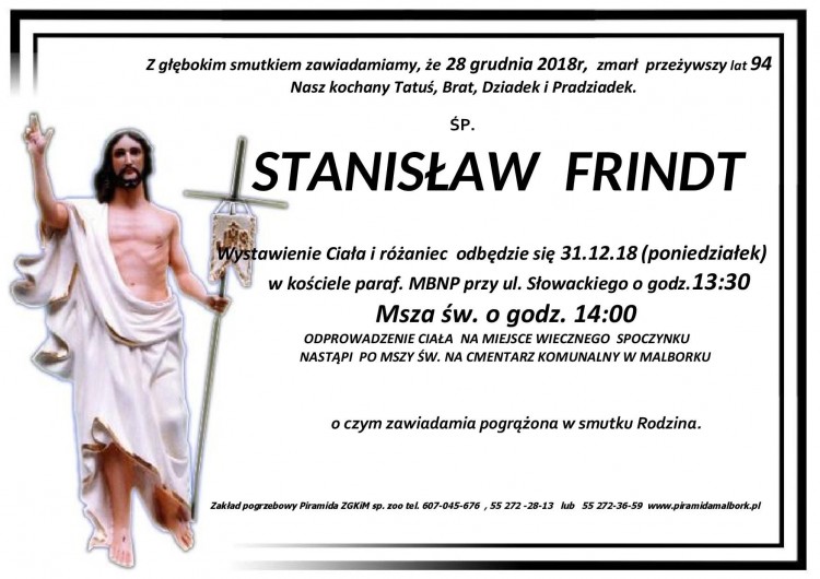 Zmarł Stanisław Frindt. Żył 94 lata.