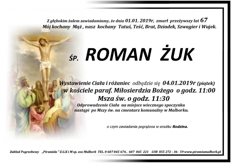 Zmarł Roman Żuk. Żył 67 lat.