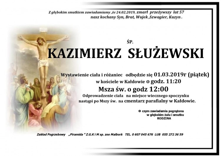 Zmarł Kazimierz Służewski. Żył 57 lat.