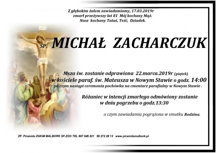 Zmarł Michał Zacharczuk. Żył 81 lat.