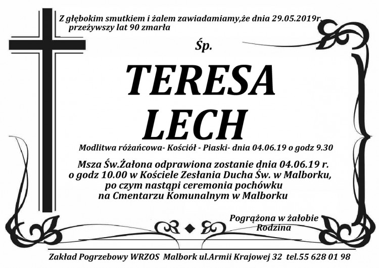 Zmarła Teresa Lech. Żyła 90 lat.