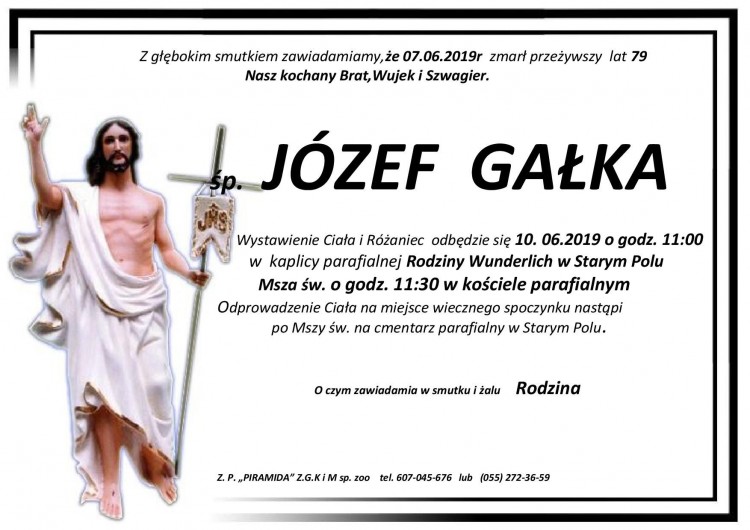 Zmarł Józef Gałka. Żył 79 lat.