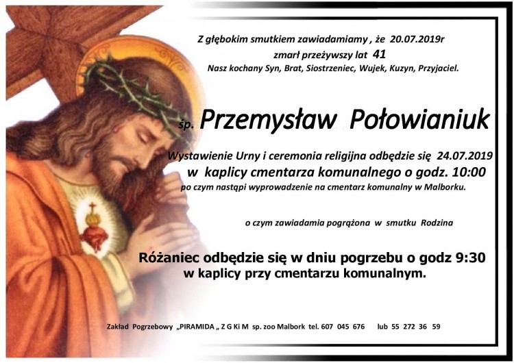 Zmarł Przemysław Połowianiuk. Żył 41 lat.