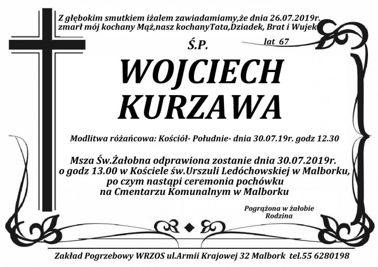 Zmarł Wojciech Kurzawa. Żył 67 lat.