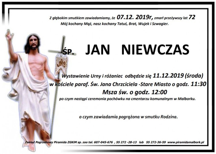 Zmarł Jan Niewczas. Żył 72 lata.