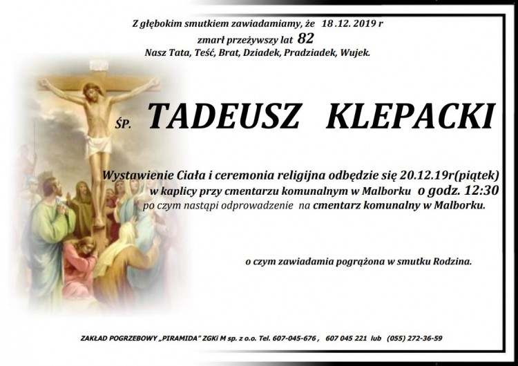 Zmarł Tadeusz Klepacki. Żył 82 lata.