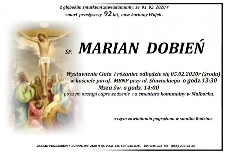 Zmarł Marian Dobień. Żył 92 lata.