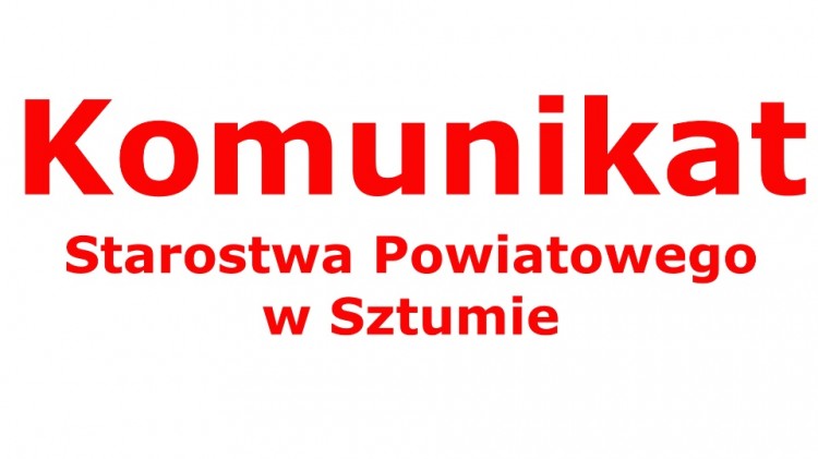 Zmiany organizacji pracy Starostwa Powiatowego w Sztumie.