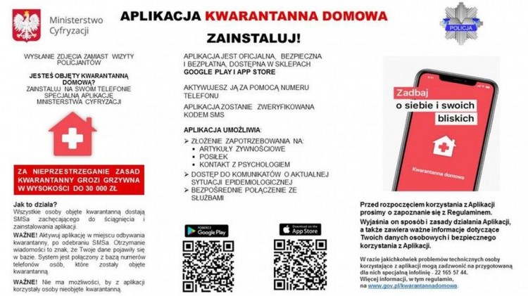 Od 1 kwietnia br. aplikacja „Kwarantanna domowa” jest obowiązkowa.