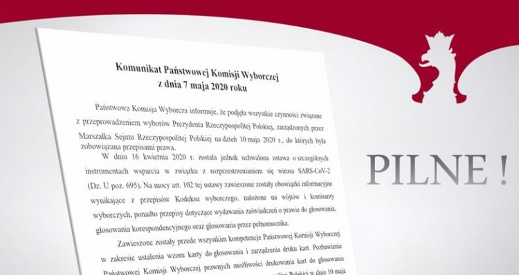 Państwowa Komisja Wyborcza: Wybory prezydenckie 10 maja nie odbędą&#8230;