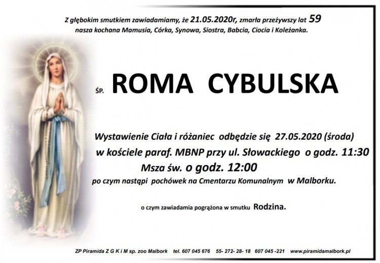 Zmarła Roma Cybulska. Żyła 59 lat.