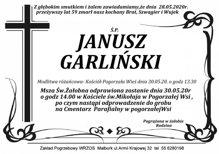 Zmarł Janusz Garliński. Żył 59 lat.
