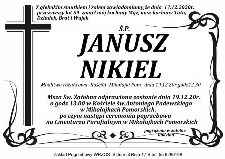 Zmarł Janusz Nikiel. Żył 59 lat.