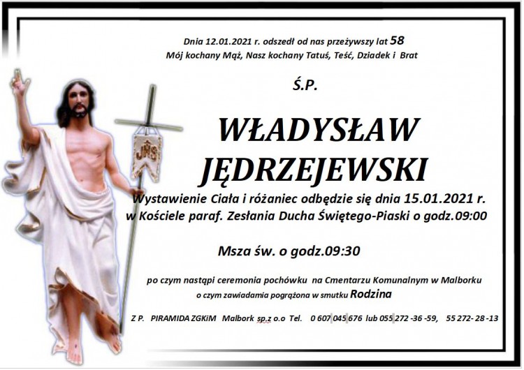 Zmarł Władysław Jędrzejewski. Żył 58 lat.
