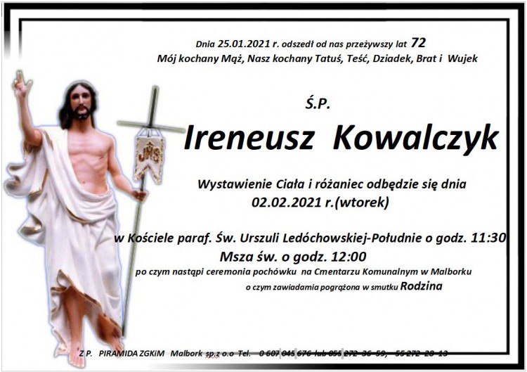 Zmarł Ireneusz Kowalczyk. Żył 72 lata.