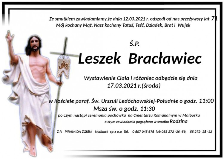 Zmarł Leszek Bracławiec. Żył 71 lat.