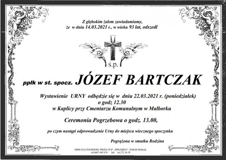 Zmarł Józef Bartczak. Żył 93 lata.