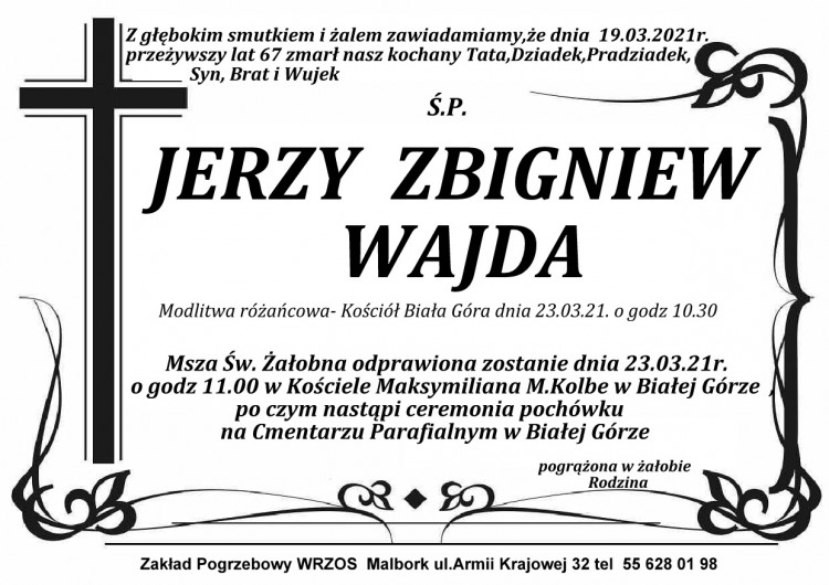 Zmarł Jerzy Zbigniew Wajda. Żył 67 lat.