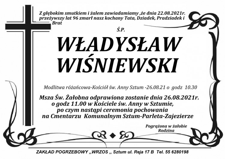 Zmarł Władysław Wiśniewski. Żył 96 lat.