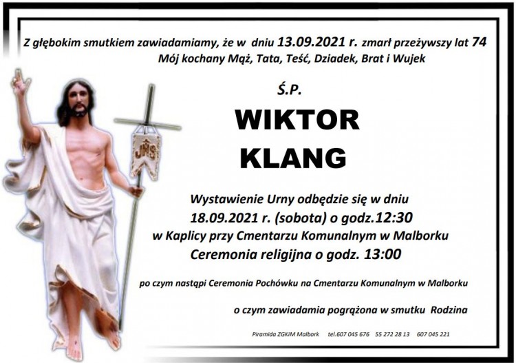 Zmarł Wiktor Klang. Żył 74 lata.