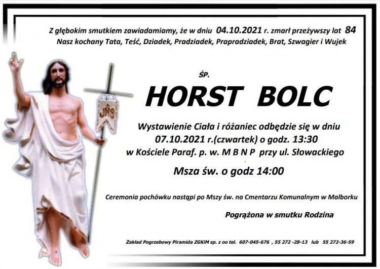 Zmarł Horst Bolc. Żył 84 lata.