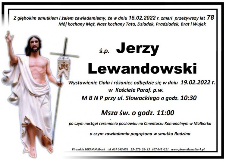 Zmarł Jerzy Lewandowski. Żył 78 lat.