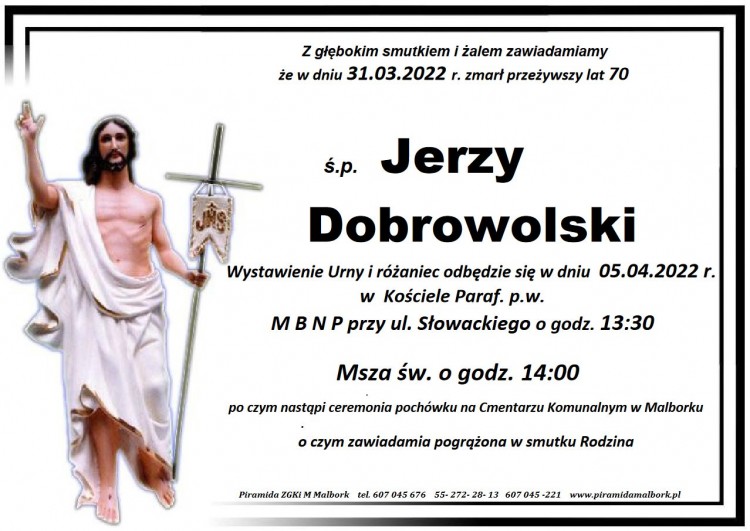Zmarł Jerzy Dobrowolski. Żył 70 lat.