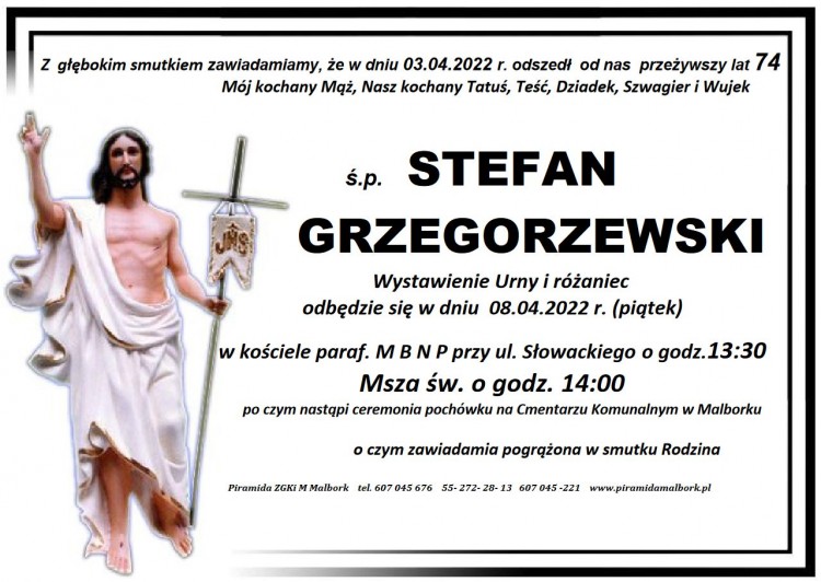 Zmarł Stefan Grzegorzewski. Żył 74 lata.