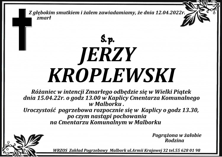 Zmarł Jerzy Kroplewski.