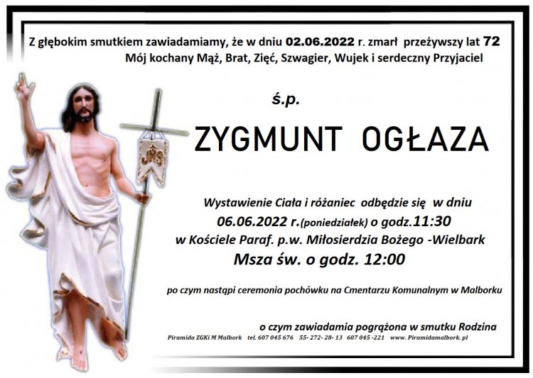 Zmarł Zygmunt Ogłaza. Żył 72 lata.