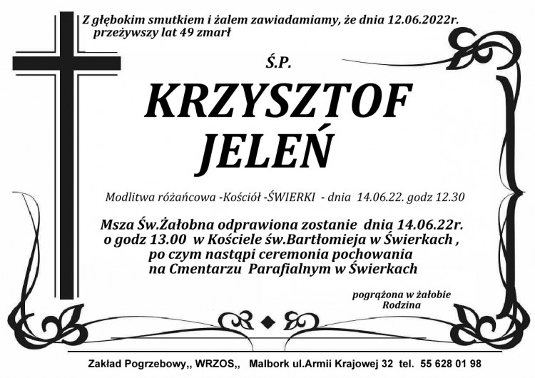 Zmarł Krzysztof Jeleń. Żył 49 lat.